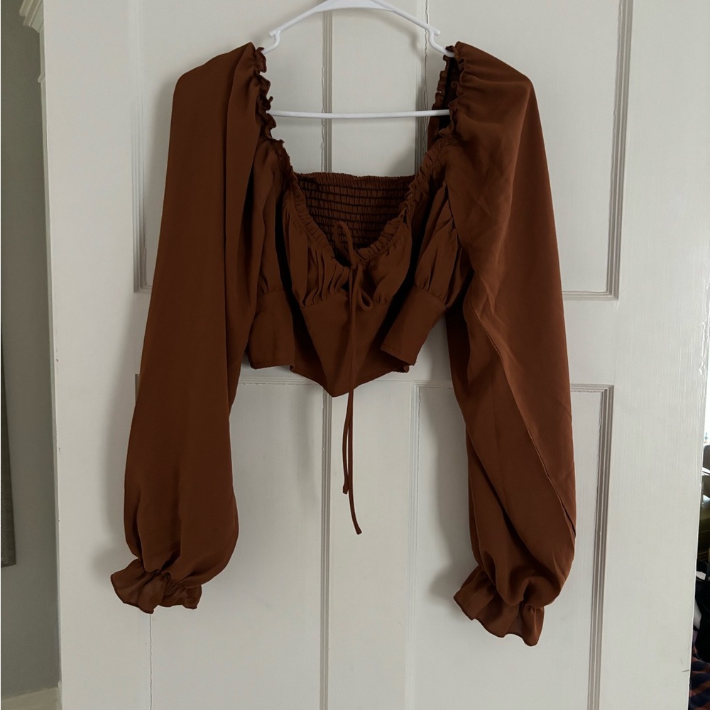Anthropologie Brown Long Sleeve Blouse